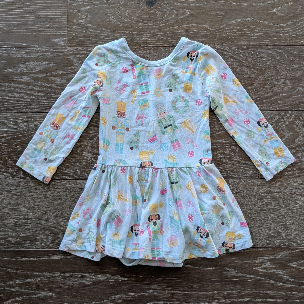 Soulbaby Long Sleeve Holiday Nutcracker Print Dress Size 12-18 Months Bamboo